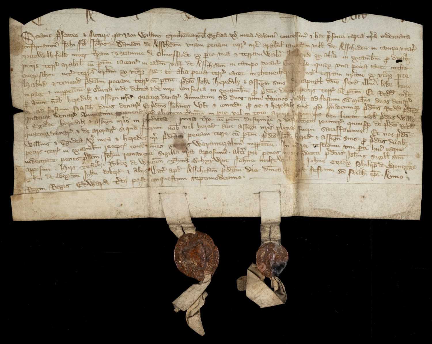 Lot 649 - Medieval Deeds: Essex, 1343 & 1368
