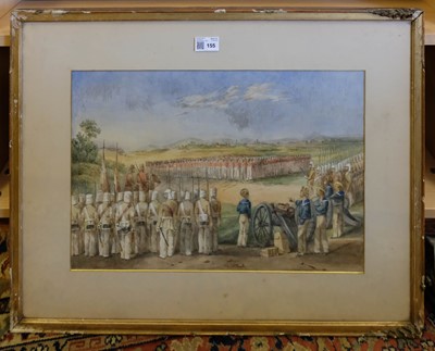 Lot 155 - India. Three watercolours of military scenes, by M. Rigby, 1878