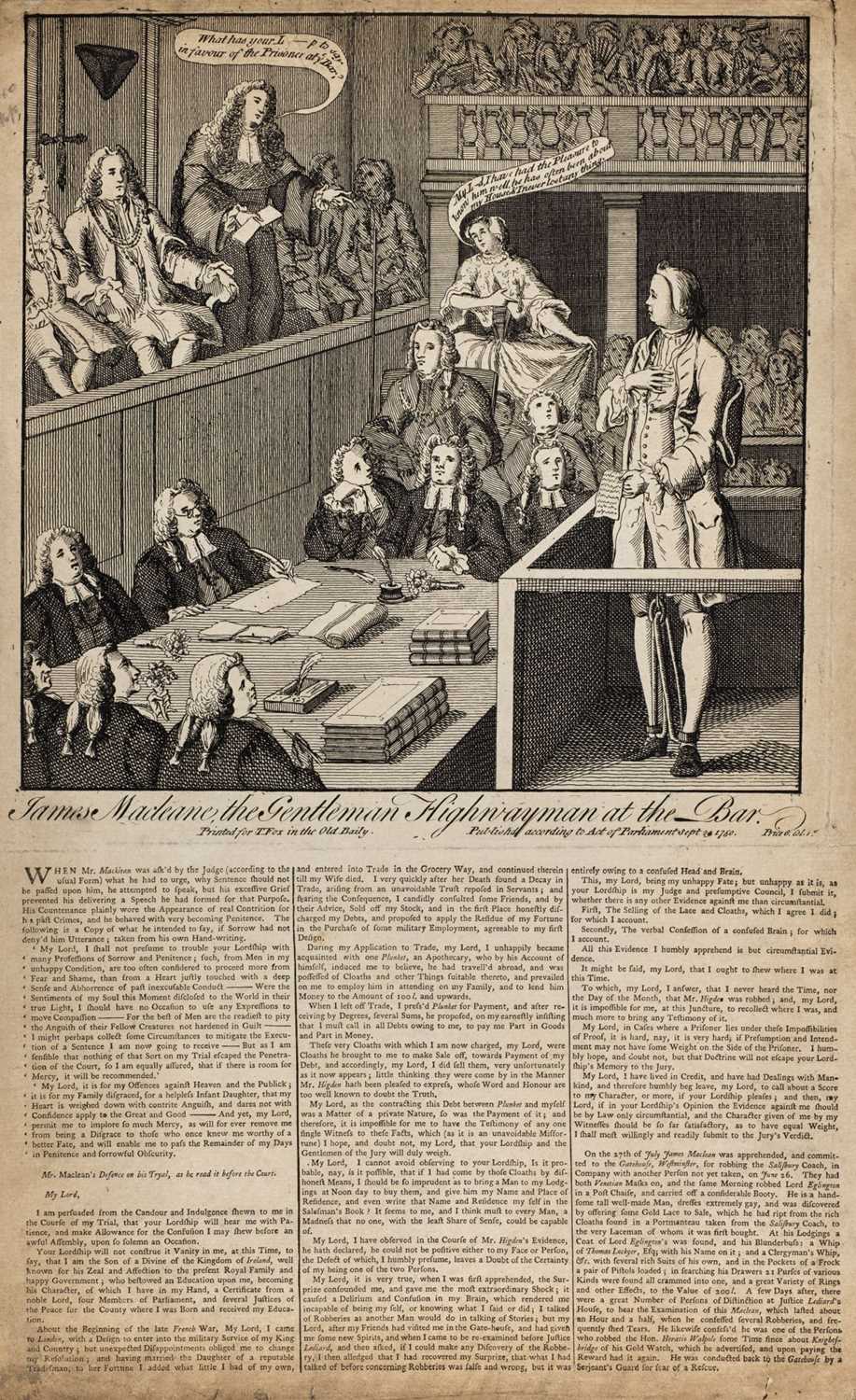 Lot 520 - Highwayman Trial. Illustration, 1750