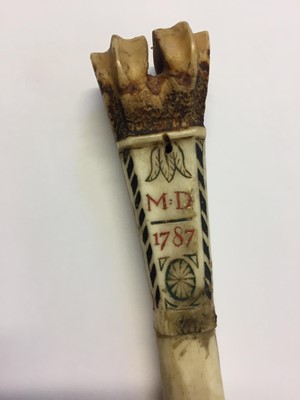Lot 78 - Apple corer. 18th century bone apple corer dated 1787