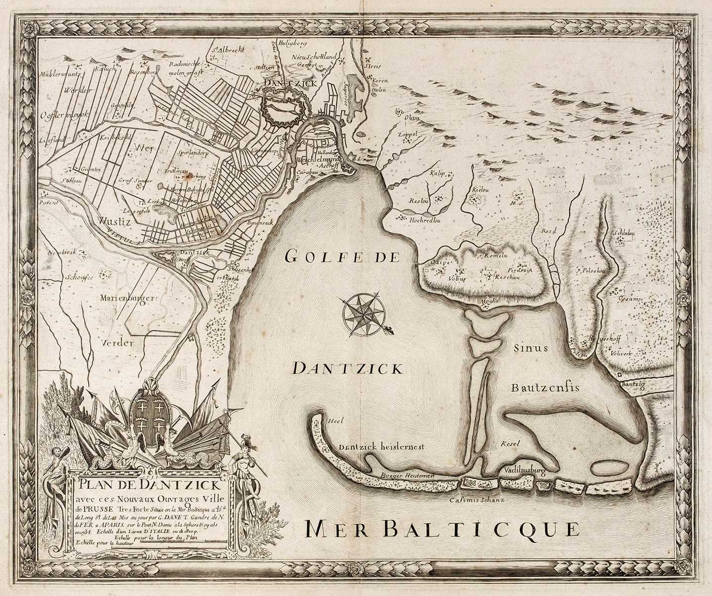 Lot 39 - Gdansk/Danzig.  De Fer (Nicolas & Danet G.), Plan de Dantzick..., Paris, circa 1734