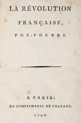 Lot 552 - Revolution Francaise. La Révolution Française Pot-Pourri, Paris, 1791