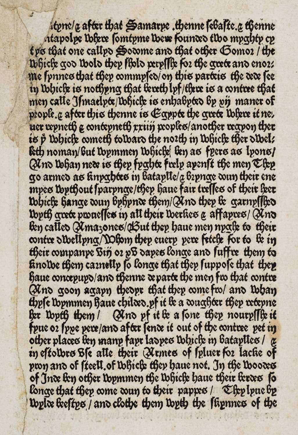 Lot 503 - Caxton (William). Single printed leaf from The Mirrour of the World, 2nd edition, 1490