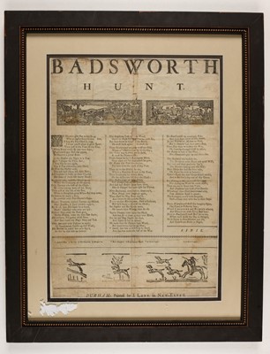 Lot 660 - Badsworth Hunt. Broadside, circa 1750
