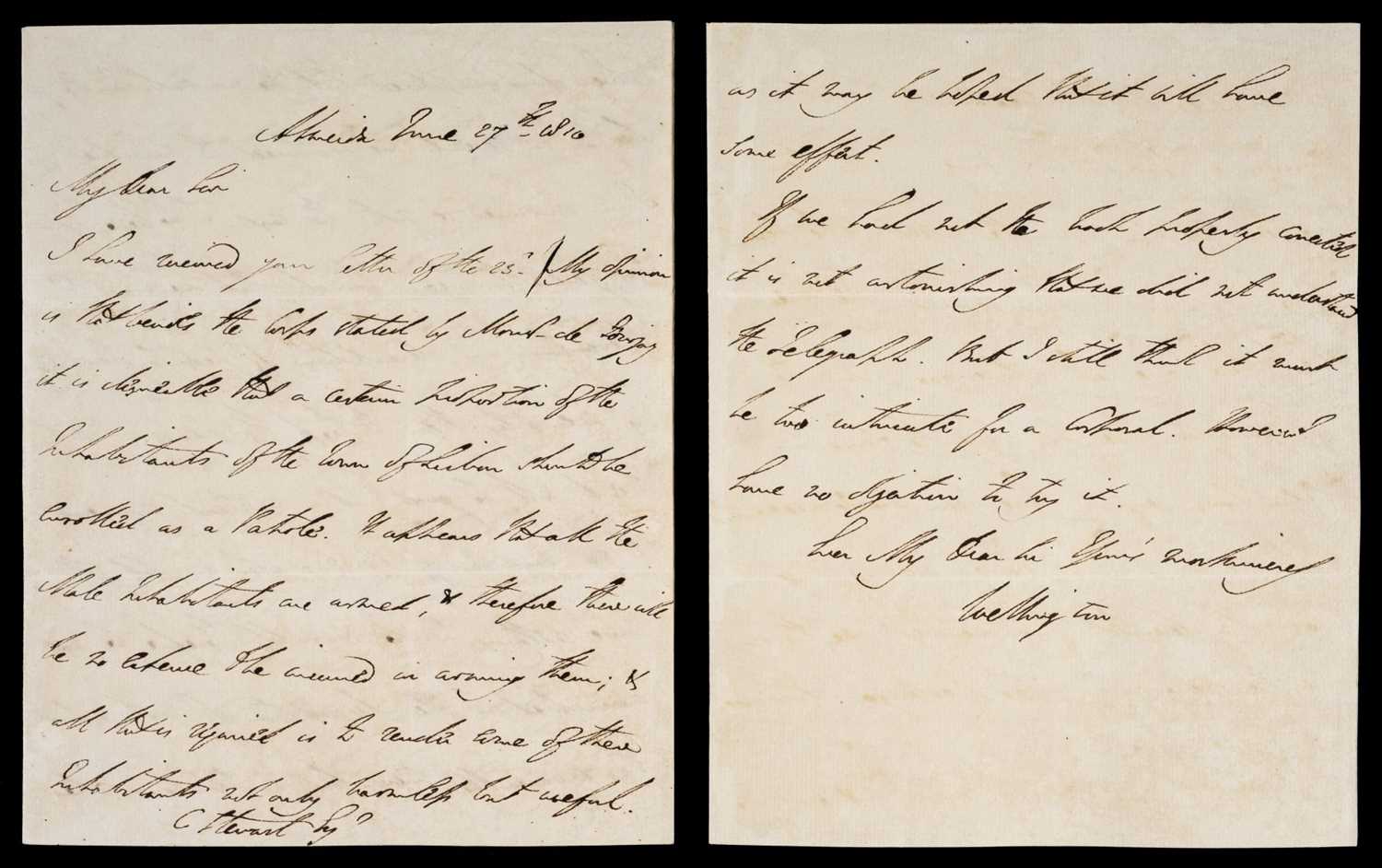 Lot 738 - Wellington (Duke of). Autograph letter