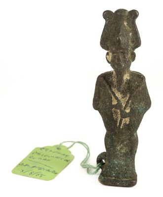 Lot 255 - Ancient Egypt. A bronze figure of Osiris, Egyptian Ptolemaic or Roman