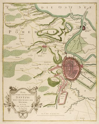 Lot 108 - Danzig/Gdansk. Lotter (Conrad Tobias), Plan der Stadt und Gegend von Dantzig..., 1784