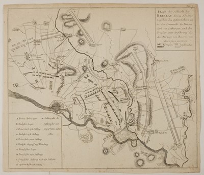 Lot 92 - Battle of Breslau. Five engraved battle plans, circa 1757