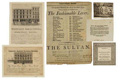 Lot 15 - Bristol. A collection of ephemera relating to places and functions, 18th-19th century