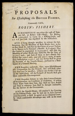 Lot 256 - South Sea Bubble; Fisheries. Four broadsides, c.1720