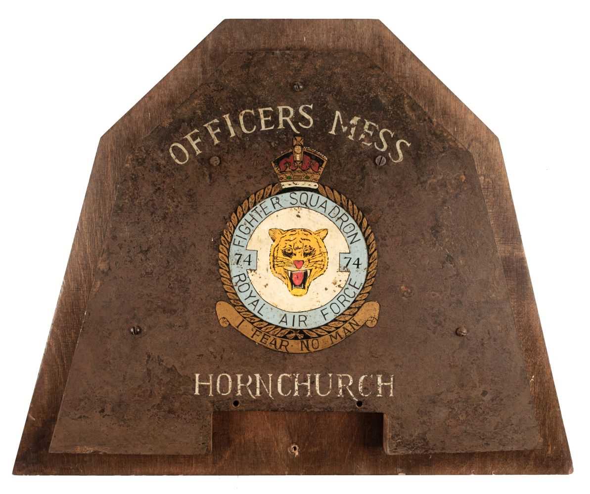 Lot 86 - Royal Air Force. A WWII armour plate from a Hawker Hurricane of 74 Squadron