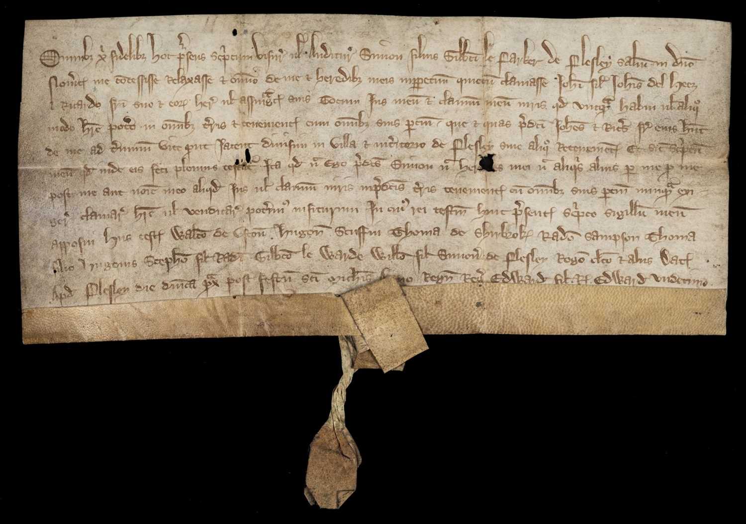 Lot 648 - Medieval Deeds: Derbyshire, 1317 & 1421