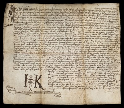 Lot 670 - Dunfermline Land Grant. Notarial instrument of James Kingorne, 1583