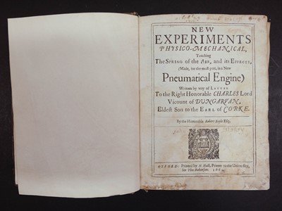 Lot 257 - Boyle (Robert). New Experiments Physico-Mechanical, 2nd edition, 1662, & A Continuation, 1669