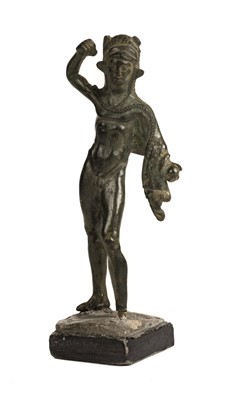 Lot 259 - Roman. A Roman or Etruscan bronze figure of a warrior probably Zeus