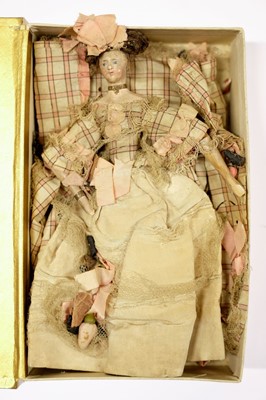 Lot 444 - Doll. An early doll in court dress, circa 1830s/40s