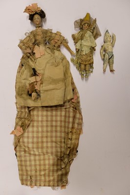Lot 444 - Doll. An early doll in court dress, circa 1830s/40s