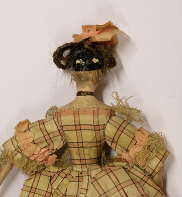 Lot 444 - Doll. An early doll in court dress, circa 1830s/40s
