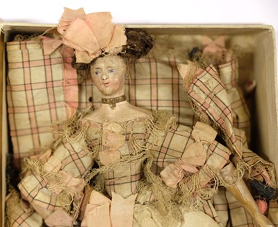 Lot 444 - Doll. An early doll in court dress, circa 1830s/40s