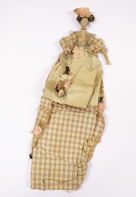 Lot 444 - Doll. An early doll in court dress, circa 1830s/40s