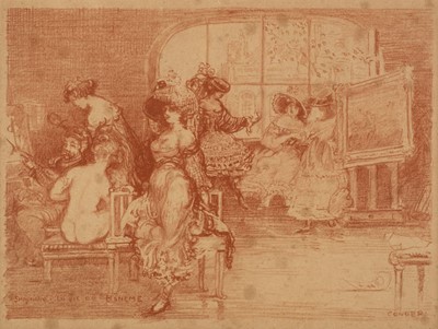 Lot 543 - Conder (Charles Edward, 1868-1909). Schaunard's Studio (Plate 1 from The Carnival Set), 1904