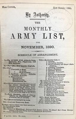Lot 778 - Army Lists. The Monthly Army List for November, 1890