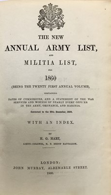 Lot 774 - Army Lists.  The New Annual Army List, and Militia List, for 1860, 1878, 1884, ...