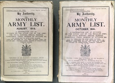 Lot 780 - Army Lists. The Monthly Army List, August 1913, October 1914, November 1914, ...