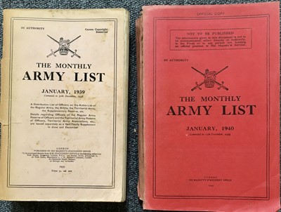 Lot 790 - Army Lists. The Monthly Army List, January 1939, January 1940, January 1942, April 1945, ...