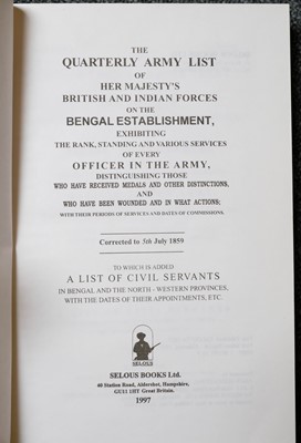 Lot 772 - Army Lists. The Quarterly Army List of Her Majesty's and the Honorable Company's Forces...