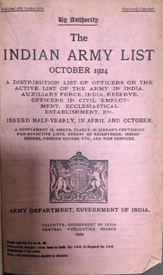 Lot 786 - Indian Army Lists. The Indian Army List October 1924, Calcutta, 1924