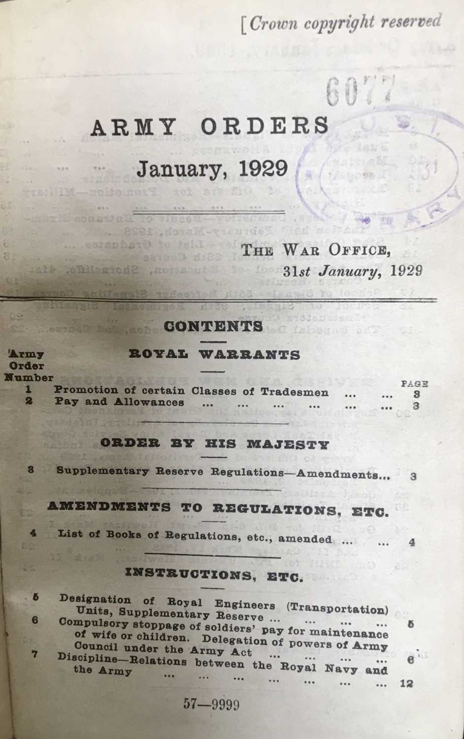 Lot 798 - Army Orders. A collection of 29 volumes,