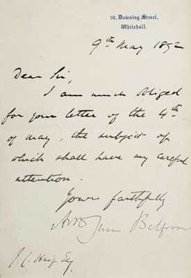 Lot 600 - Balfour (Arthur James, Earl, 1848-1930), Prime Minister 1902-05, ALS, 1892