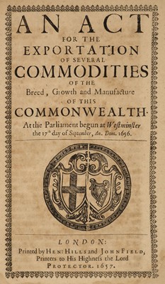 Lot 213 - Commonwealth of England. 5 Acts of Parliament, 1649-57