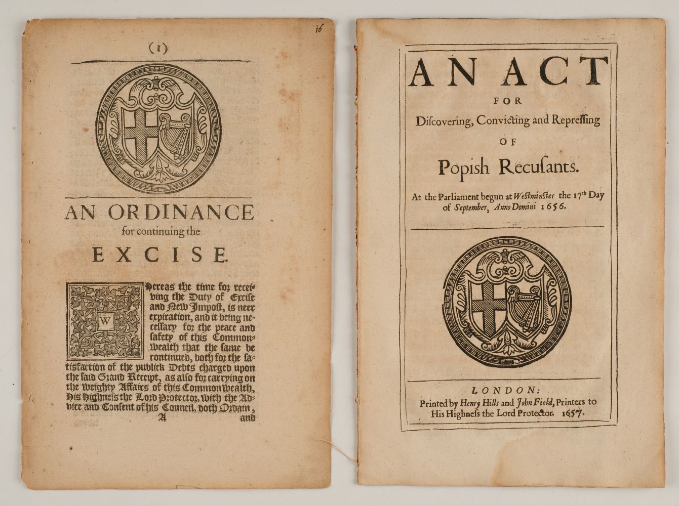 Lot 213 Commonwealth of England. 5 Acts of