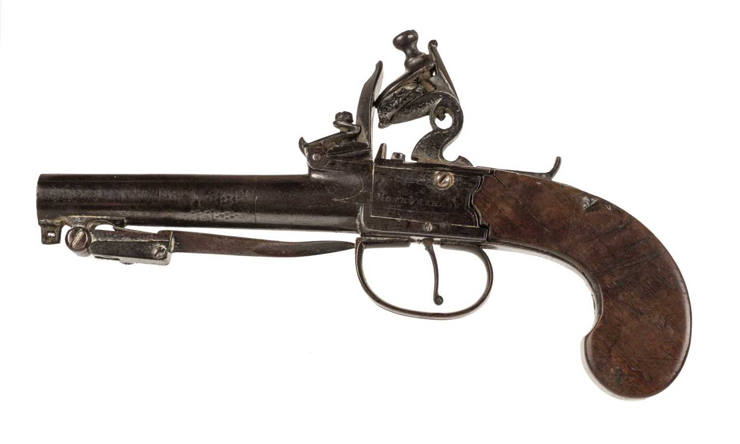 Lot 5 - Pistol. An early 19th century flintlock travelling pistoln by Mothers Head