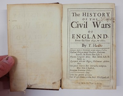 Lot 232 - Hobbes (Thomas). The History of the Civil Wars of England, 1679