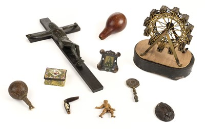 Lot 111 - Doll. An 18th century miniature wooden doll and other items