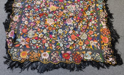 Lot 281 - Shawls. A large lurex shawl, 1920s, and 2 others