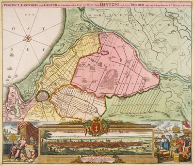 Lot 132 - Danzig/Gdansk. Homann (Johann Baptist), Prospect Grudris unf gegend..., Dantzig..., circa 1730