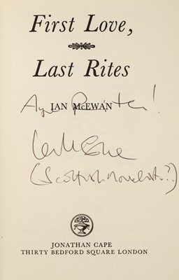 Lot 588 - McEwan (Ian). First Love, Last Rites, 1st edition, London: Jonathan Cape, 1975, inscribed
