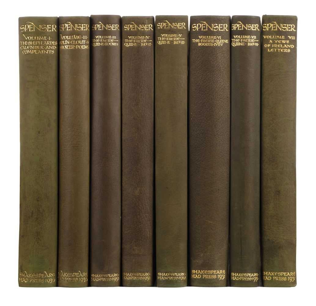 Lot 496 - Spenser (Edmund). The Works of Edmund Spenser, 8 volumes, Oxford, Shakespeare Head Press, 1930-32