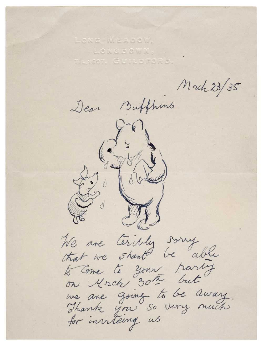 Lot 437 - Shepard (Ernest Howard). A Winnie-the-Pooh illustrated letter, 23 March 1935
