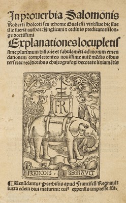 Lot 233 - Holcot (Robert). In Proverbia Salomonis, Paris, [1515]
