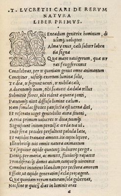 Lot 240 - Lucretius Carus (Titus). De rerum natura libri VI, Florence: Filippo Giunta, 1512