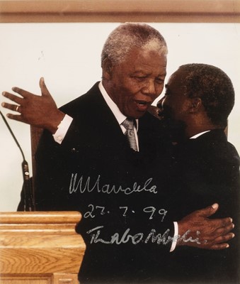 Lot 476 - Mandela (Nelson, 1918-2013). A close up photograph of Nelson Mandela and Thabo Mbeki