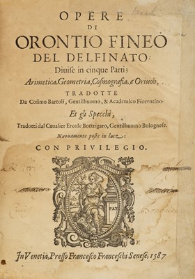Lot 223 - Finé (Oronce). Opere di Orontio Fineo, Venice, 1587
