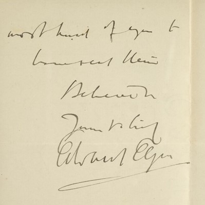 Lot 465 - Elgar (Edward, 1857-1934). Autograph letter signed, 1922