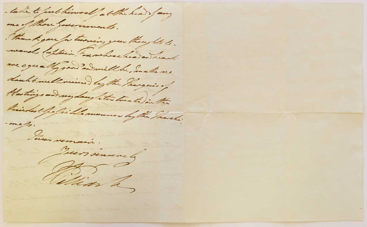 Lot 481 - William IV (King of Great Britain and Ireland, 1765-1837). Autograph letter signed, 12 October 1822