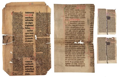 Lot 228 - Illuminated & printed leaves. A collection of 16 manuscript and printed leaves, 12th-15th centuries